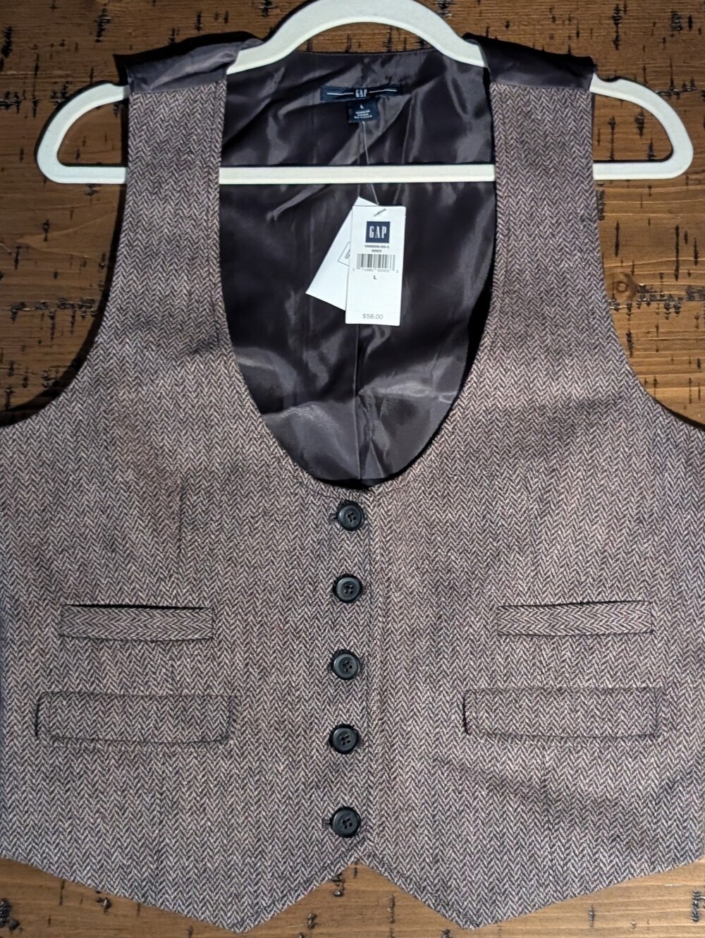 NWT- Gap L herringbone 100% Wool Vest
